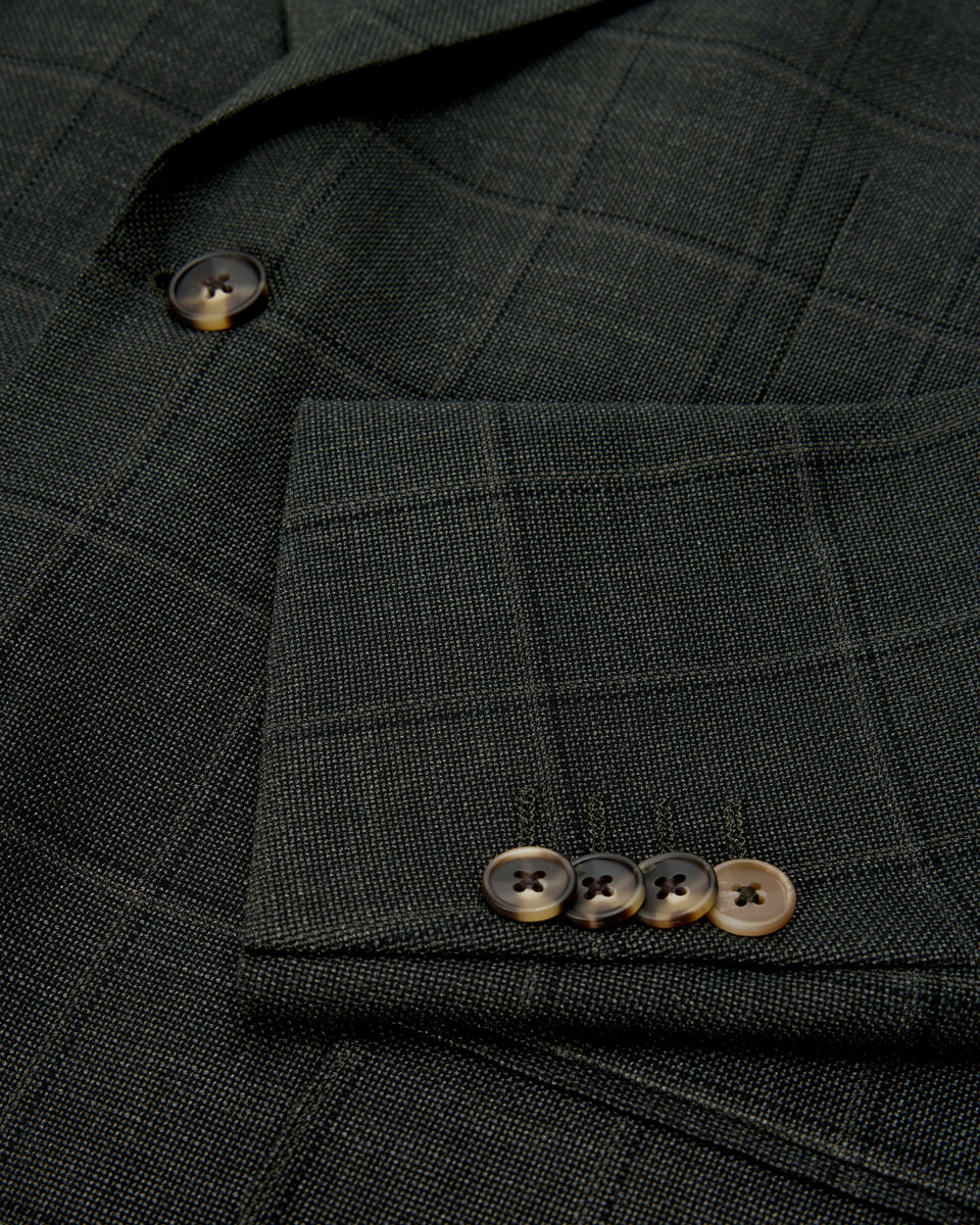 Windowpane Check Blazer, Khaki, hi-res